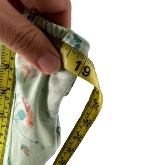 Vintage 80s Green Floral Print Below Knee Spaghetti Strap Dress Medium - Picture 7 of 9